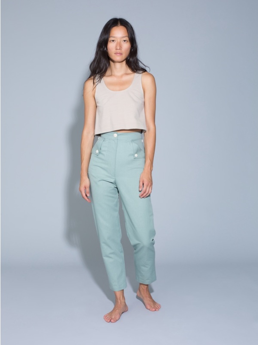 Ilana Kohn Cropped Straight Pants in Faded Red
